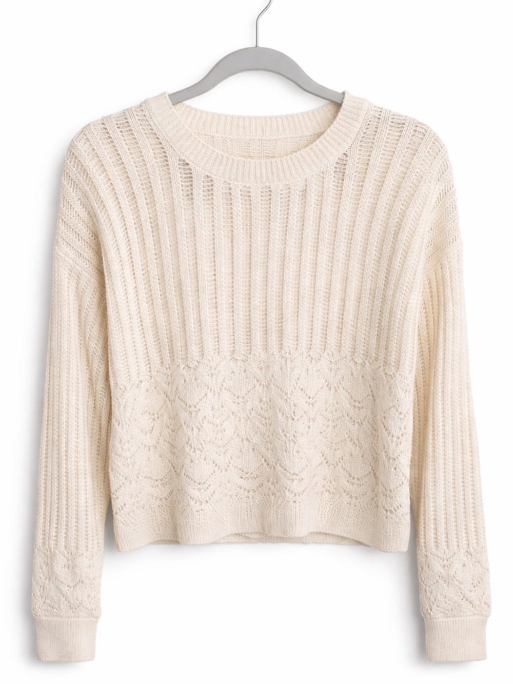 Society Cream Lace-Detail Knit Sweater